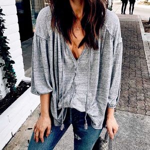 Free People gray bohemian style T-shirt shirt top size L